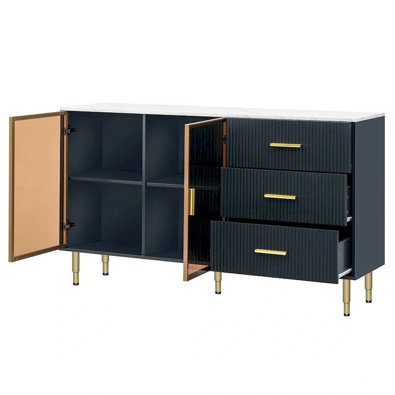 Buffet de cuisine moderne avec pieds en métal doré