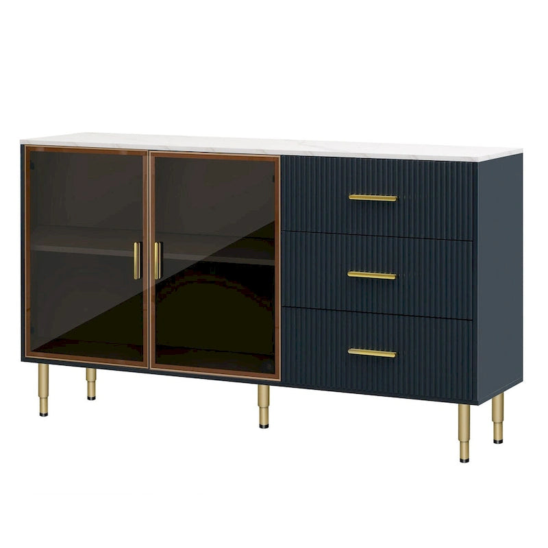 Buffet de cuisine moderne avec pieds en métal doré