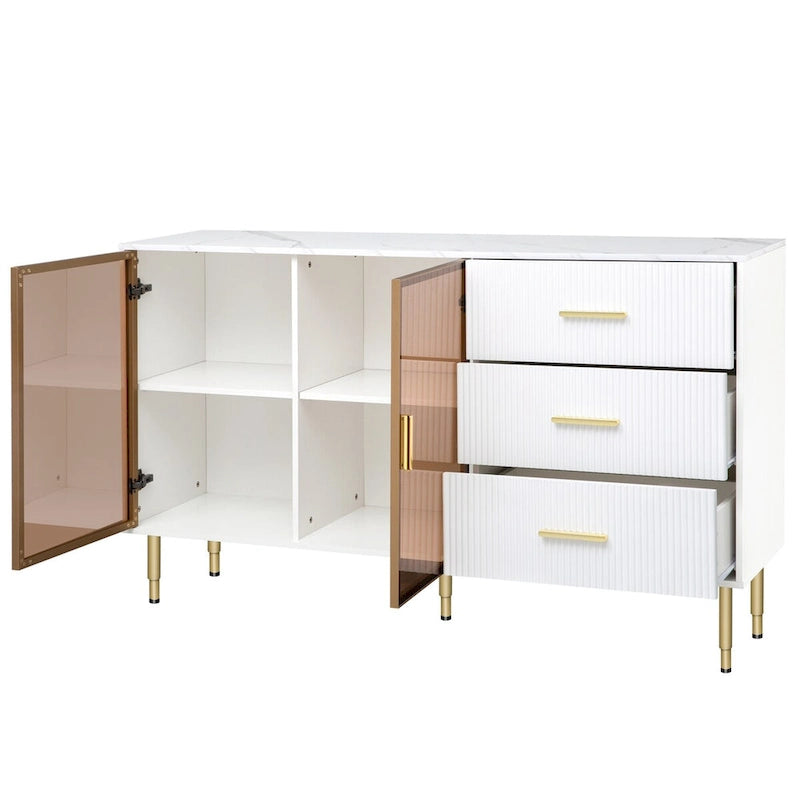 Buffet de cuisine moderne avec pieds en métal doré