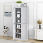 Armoire de cuisine haute autoportante, organisateur de rangement avec 4 portes et étagères réglables