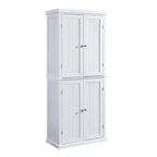 Armoire de cuisine haute autoportante, organisateur de rangement avec 4 portes et étagères réglables