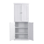 Armoire de cuisine haute autoportante, organisateur de rangement avec 4 portes et étagères réglables