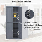 Armoire de cuisine haute autoportante, organisateur de rangement avec 4 portes et étagères réglables