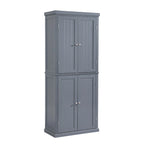 Armoire de cuisine haute autoportante, organisateur de rangement avec 4 portes et étagères réglables
