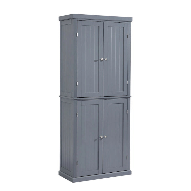 Armoire de cuisine haute autoportante, organisateur de rangement avec 4 portes et étagères réglables