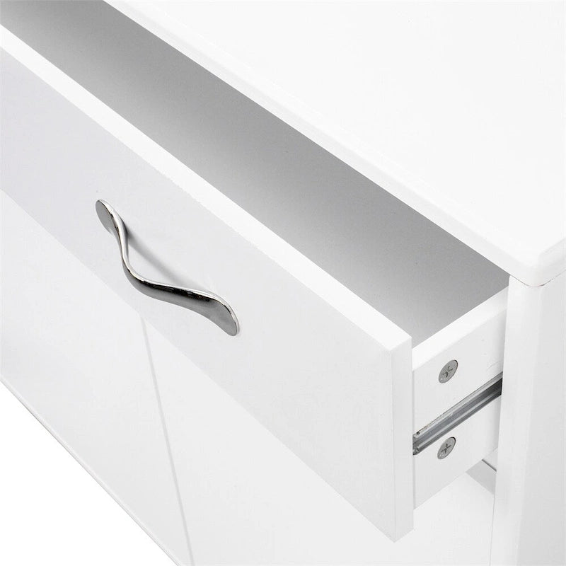 Table d'appoint blanche à trois portes