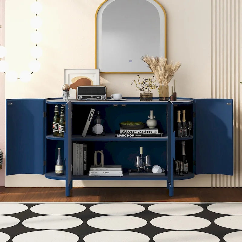 Buffet de luxe avec design incurvé et étagères réglables, convient pour le salon, le bureau et l'entrée
