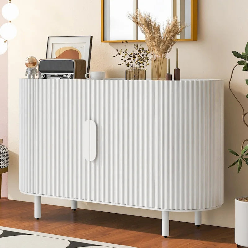 Buffet de luxe avec design incurvé et étagères réglables, convient pour le salon, le bureau et l'entrée