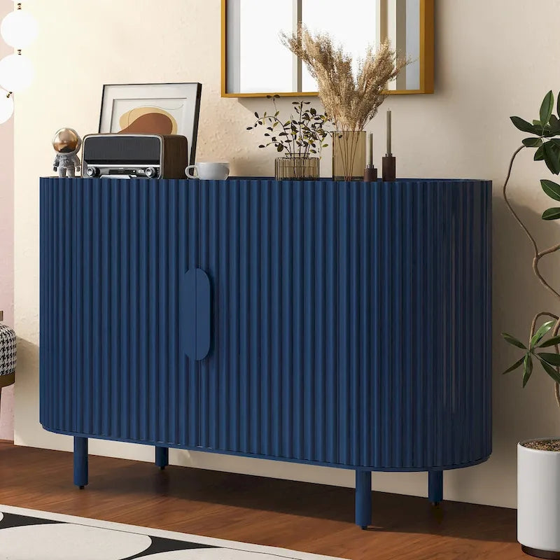 Buffet de luxe avec design incurvé et étagères réglables, convient pour le salon, le bureau et l'entrée