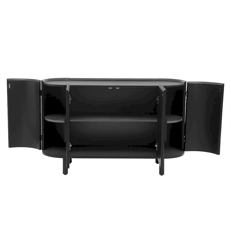 Buffet de luxe avec design incurvé et étagères réglables, convient pour le salon, le bureau et l'entrée