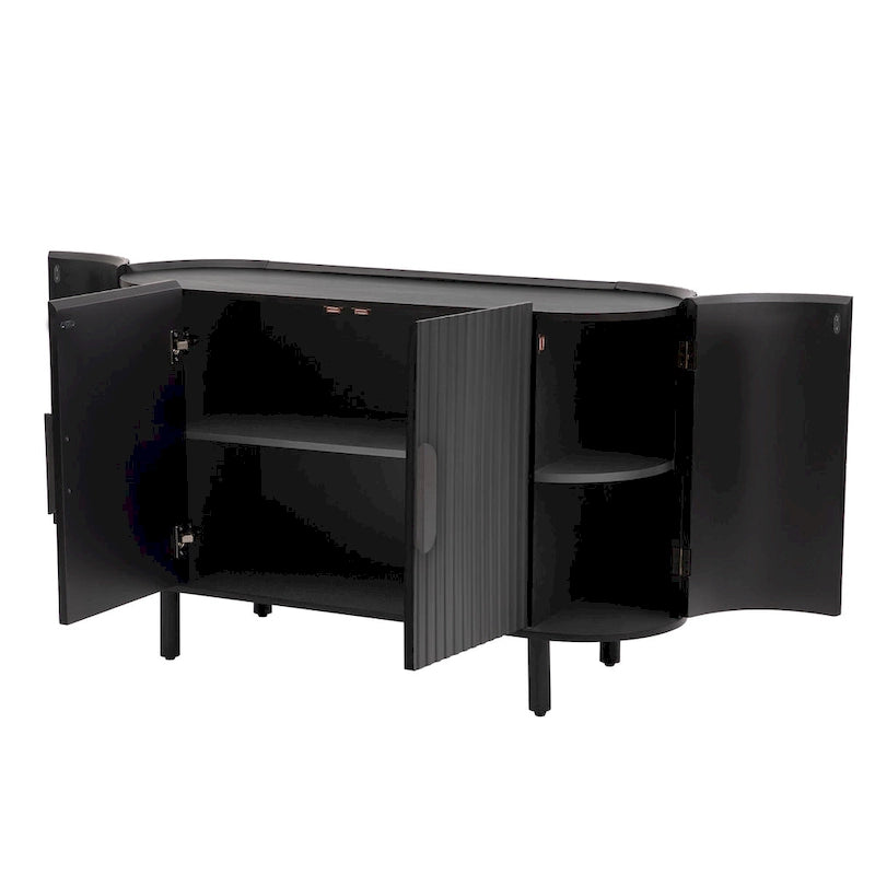 Buffet de luxe avec design incurvé et étagères réglables, convient pour le salon, le bureau et l'entrée