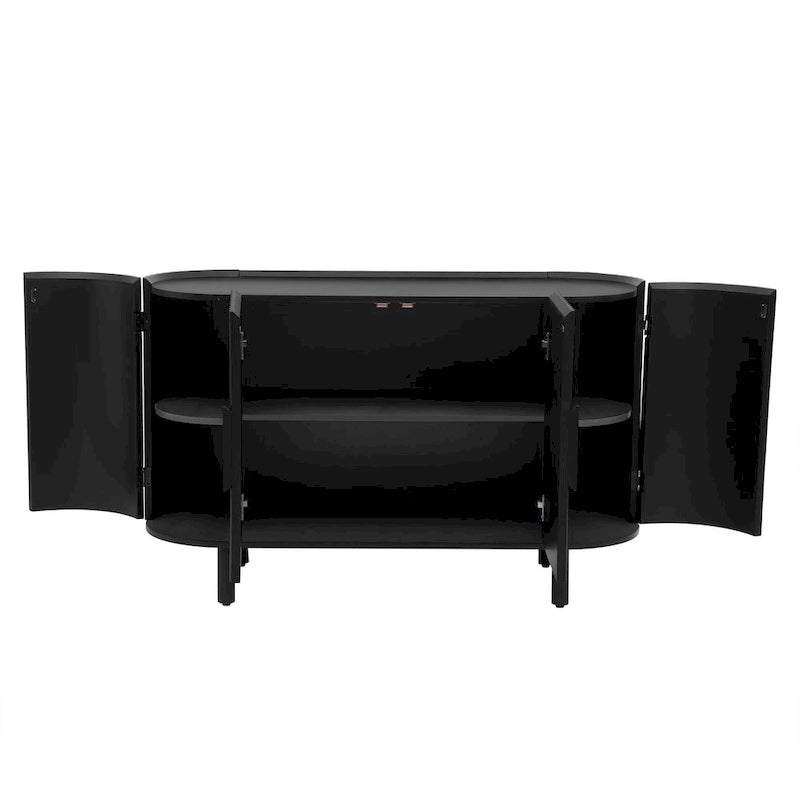 Buffet de luxe avec design incurvé et étagères réglables, convient pour le salon, le bureau et l'entrée
