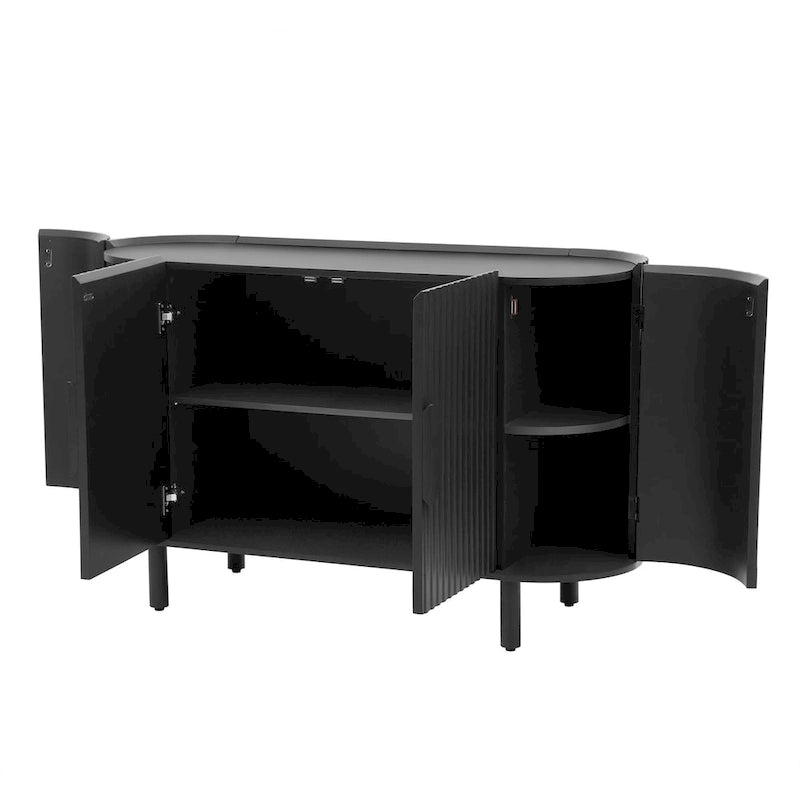 Buffet de luxe avec design incurvé et étagères réglables, convient pour le salon, le bureau et l'entrée