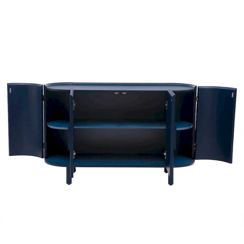 Buffet de luxe avec design incurvé et étagères réglables, convient pour le salon, le bureau et l'entrée