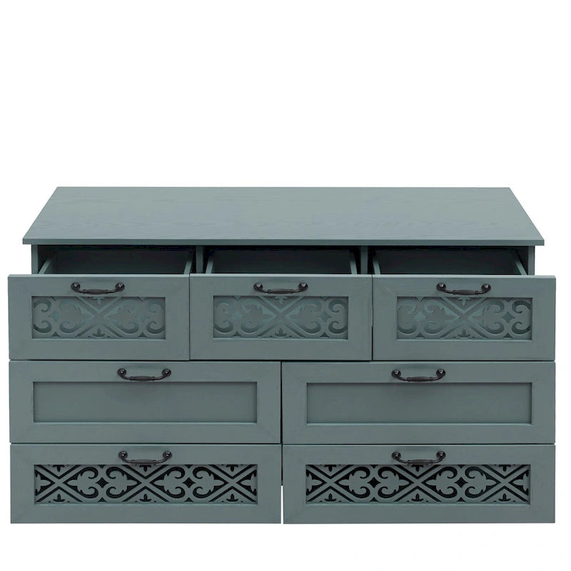 Commode 7 tiroirs, Meuble américain, Convient pour chambre à coucher, salon, bureau
