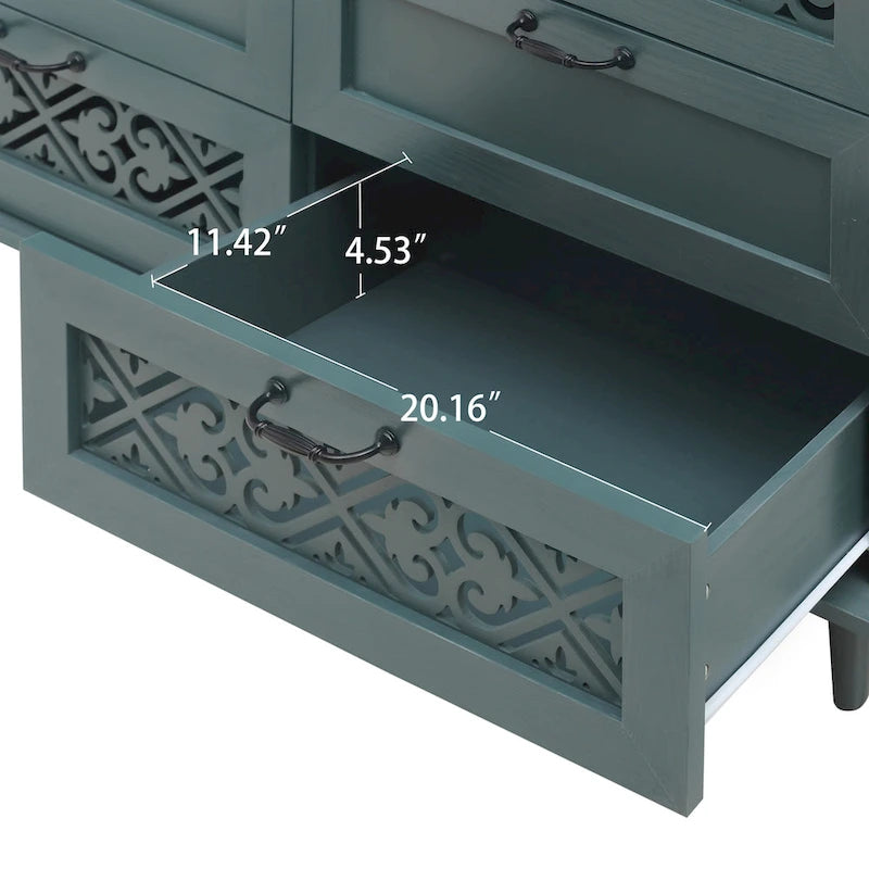 Commode 7 tiroirs, Meuble américain, Convient pour chambre à coucher, salon, bureau