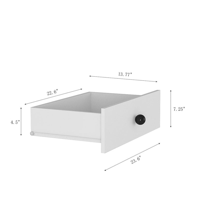 Meuble de rangement blanc de 76 cm de haut avec étagères réglables, buffet bahut moderne avec 3 tiroirs et portes