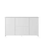 Meuble de rangement blanc de 76 cm de haut avec étagères réglables, buffet bahut moderne avec 3 tiroirs et portes