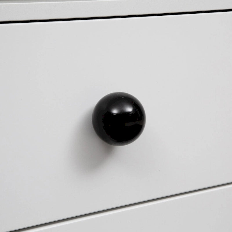 Meuble de rangement blanc de 76 cm de haut avec étagères réglables, buffet bahut moderne avec 3 tiroirs et portes