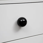 Meuble de rangement blanc de 76 cm de haut avec étagères réglables, buffet bahut moderne avec 3 tiroirs et portes