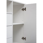 Meuble de rangement blanc de 76 cm de haut avec étagères réglables, buffet bahut moderne avec 3 tiroirs et portes