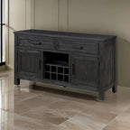 Lory 54 Inch Sideboard Server Buffet, 2 Drawers, Cabinets, Wine Rack, Black
