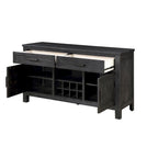 Buffet de salle à manger Lory 54 pouces, 2 tiroirs, armoires, porte-bouteilles, noir