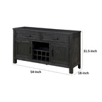 Buffet de salle à manger Lory 54 pouces, 2 tiroirs, armoires, porte-bouteilles, noir