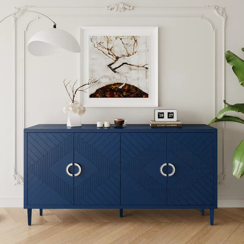 Buffet 4 portes avec placage en bois massif