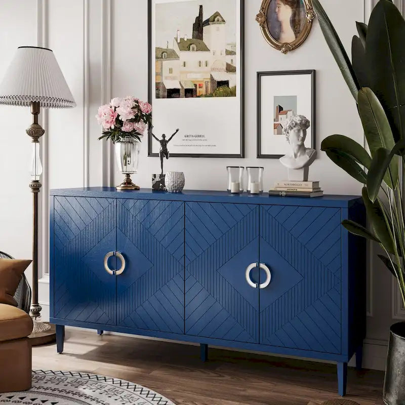 Buffet 4 portes avec placage en bois massif