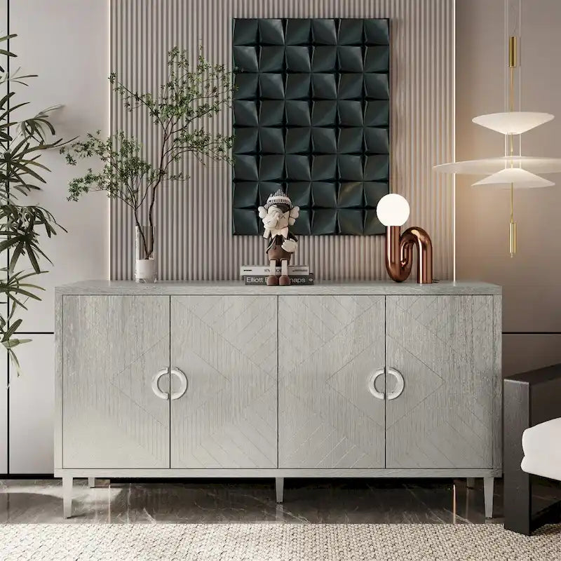 Buffet 4 portes avec placage en bois massif