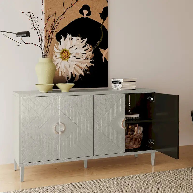 Buffet 4 portes avec placage en bois massif