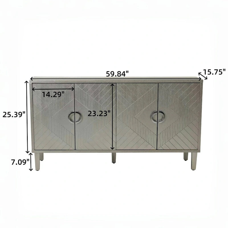 Buffet 4 portes avec placage en bois massif