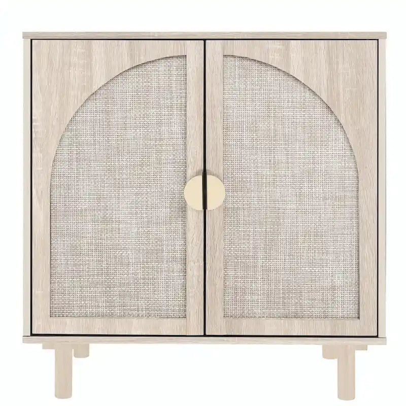 Meuble de rangement en rotin avec étagères réglables