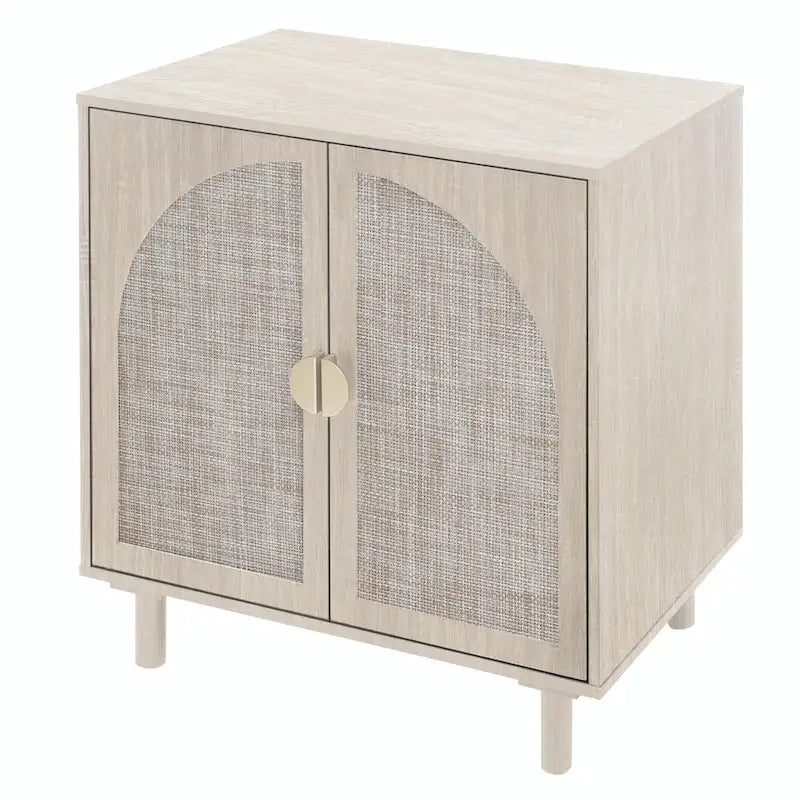 Meuble de rangement en rotin avec étagères réglables