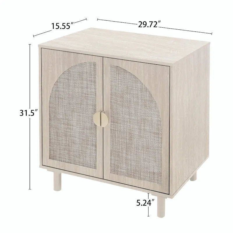 Meuble de rangement en rotin avec étagères réglables