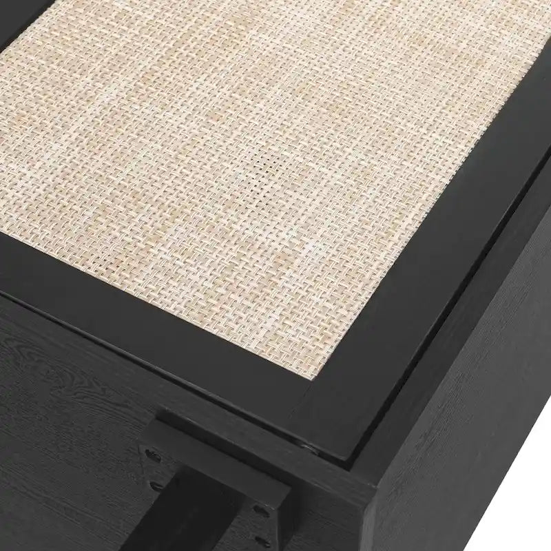Meuble de rangement en rotin avec étagères réglables