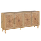 Grand meuble de rangement avec portes sculptées motif floral