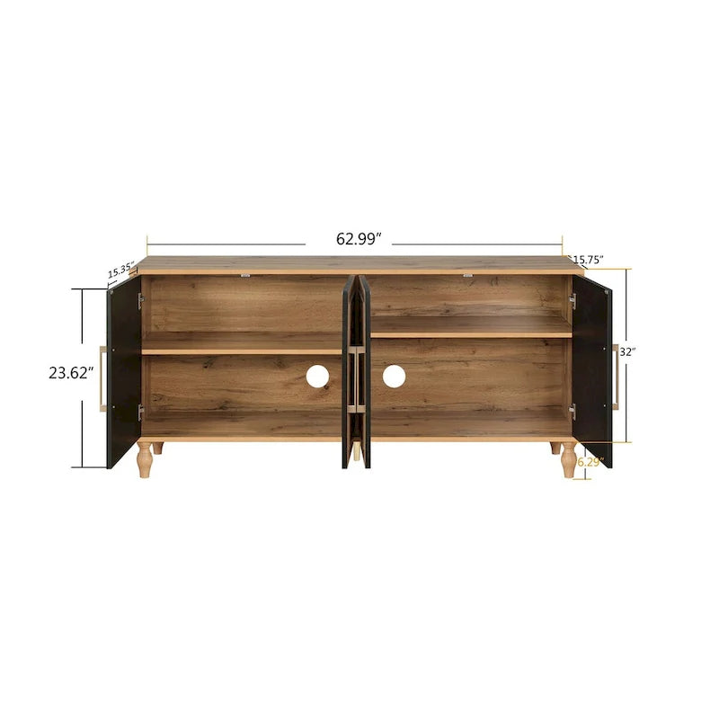Grand meuble de rangement avec portes sculptées motif floral