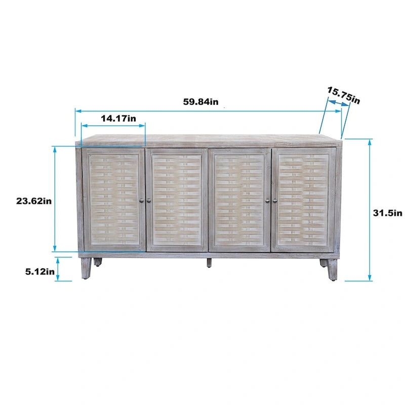 Armoire d'appoint 4 portes en bois buffet de rangement