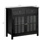 Buffet de cuisine avec portes vitrées, étagère réglable et 2 tiroirs - N/A