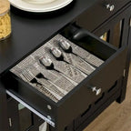 Buffet de cuisine avec portes vitrées, étagère réglable et 2 tiroirs - N/A