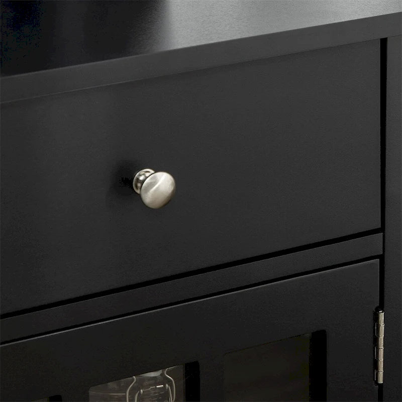 Buffet de cuisine avec portes vitrées, étagère réglable et 2 tiroirs - N/A