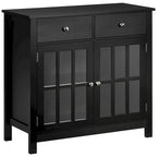 Buffet de cuisine avec portes vitrées, étagère réglable et 2 tiroirs - N/A