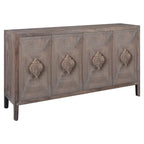 Buffet antique quatre portes, poignée de porte sculptée fleurie