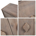 Buffet antique quatre portes, poignée de porte sculptée fleurie