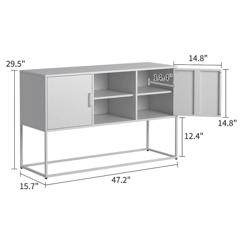 Buffet vaisselier - Pieds réglables, dispositif anti-basculement, poignée élégante, fermeture magnétique silencieuse et finition écologique