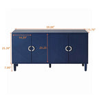 Armoire de rangement 4 portes élégante et fonctionnelle avec pieds en pin et MDF