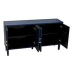 Armoire de rangement 4 portes élégante et fonctionnelle avec pieds en pin et MDF