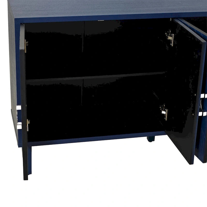 Armoire de rangement 4 portes élégante et fonctionnelle avec pieds en pin et MDF